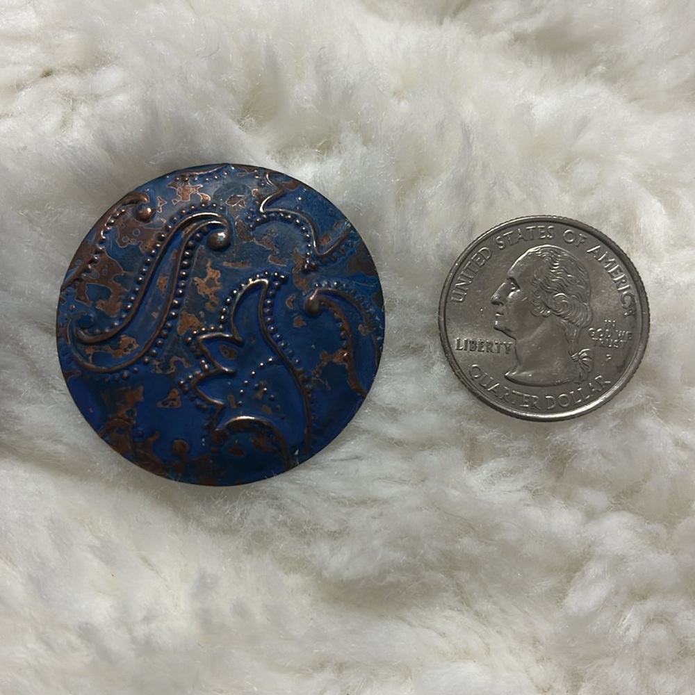 Blue And Copper Paisley Earrings - Picture 4 of 4